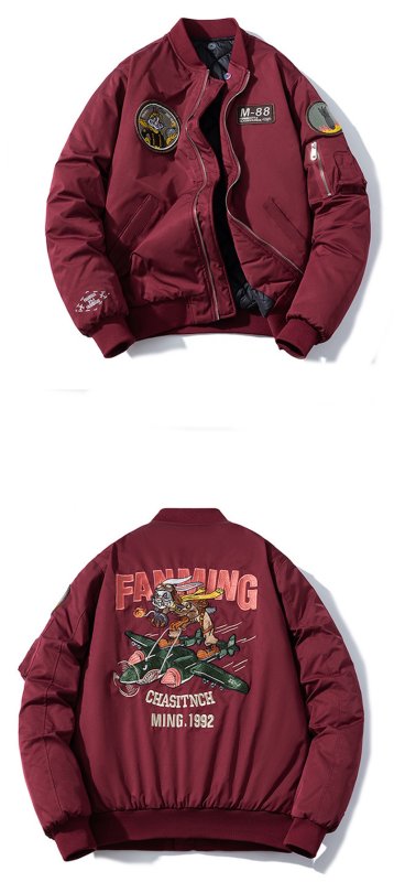 画像6: Bugs Bunny embroidered MA-1 stadium jacket Jumper　ユニセックス 男女兼用バッグズバニー刺繍MA-1スタジャンスタジアムジャンパー  MA-1 ボンバー ジャケット ブルゾン (6)