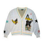 画像1: Women's Daffy Duck Vneck Sweater Cardigans Looney Tunes ダフィー・ダック Vネック カーディガン セーター ルーニー・テューンズ (1)
