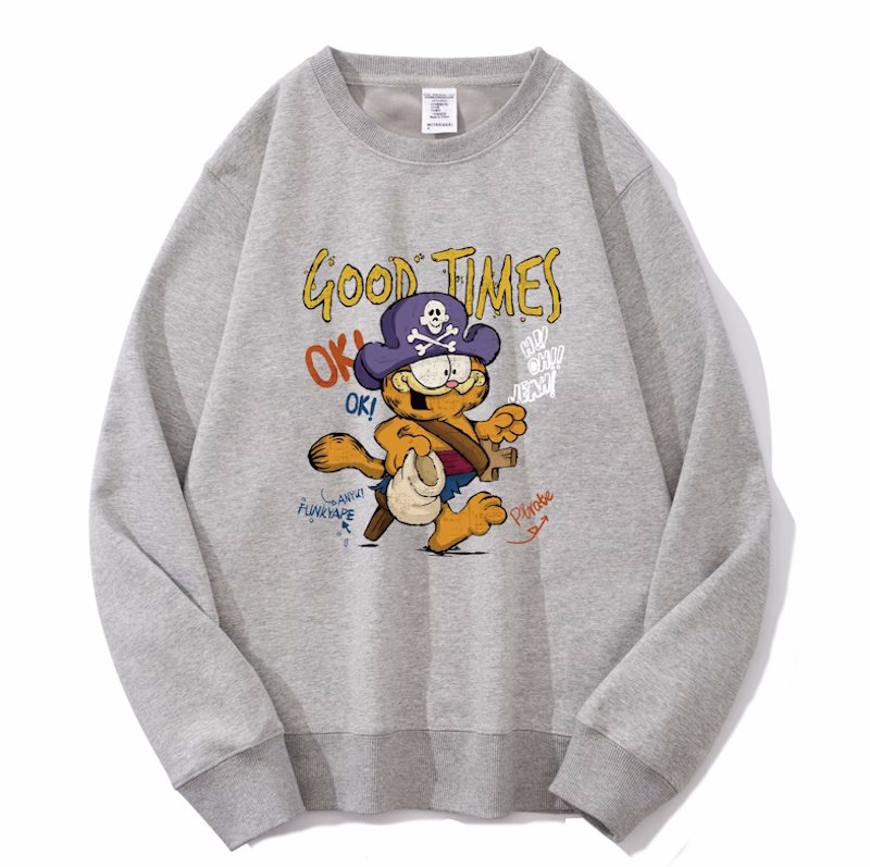 画像3: pirate garfield sweatshirt Pullover ユニセックス 男女兼用 パイレーツ海賊ガーフィールドプリントスウェット トレーナー (3)