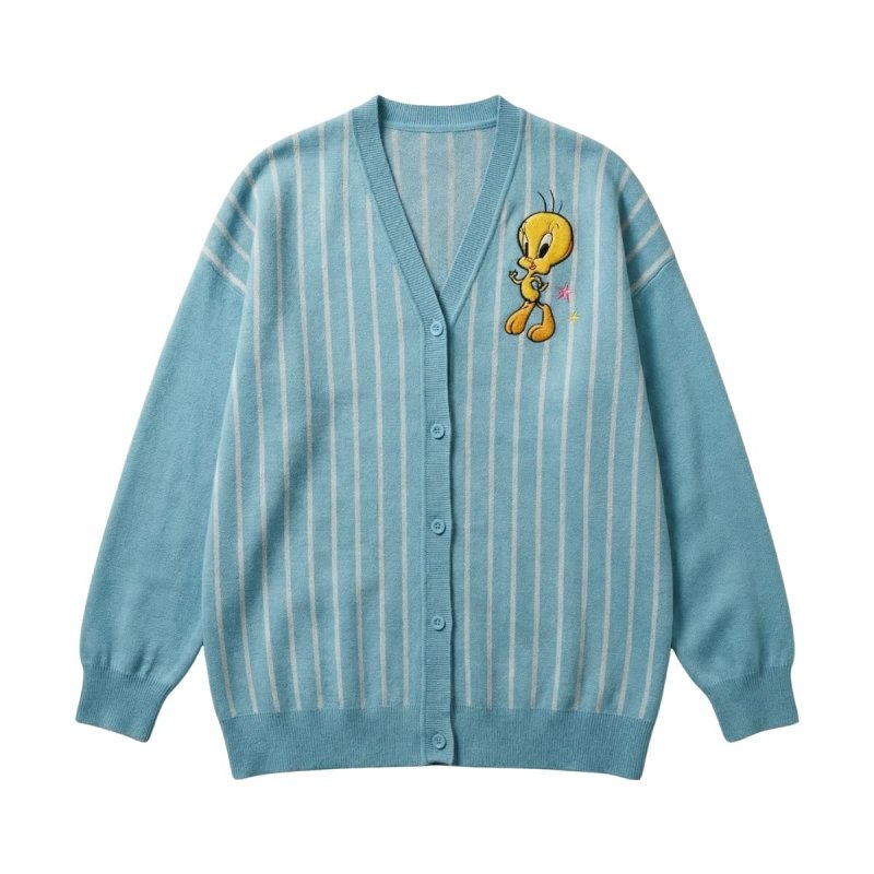 画像1: Women's Tweety Vneck Sweater Cardigans Looney Tunes トゥイーティー Vネック カーディガン セーター ルーニー・テューンズ (1)