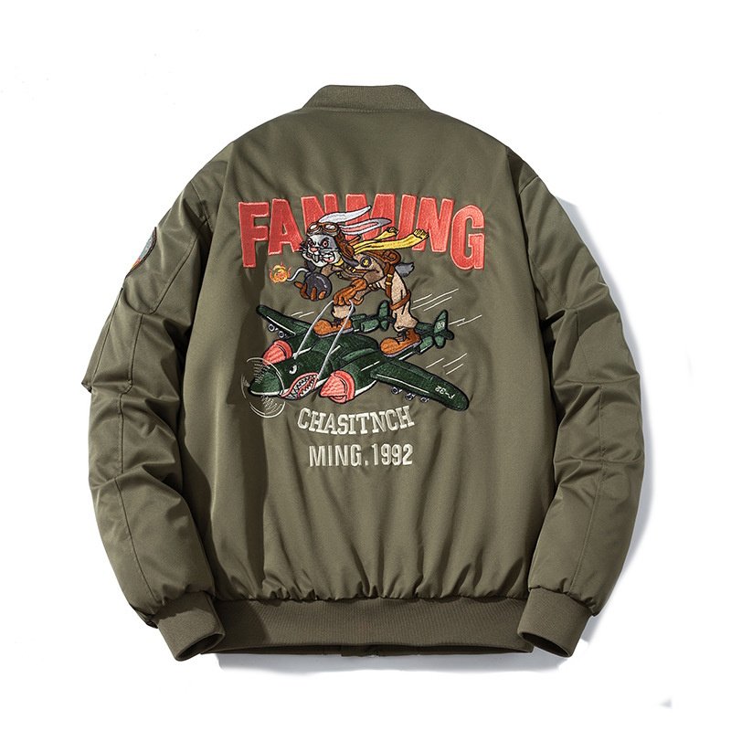 画像1: Bugs Bunny embroidered MA-1 stadium jacket Jumper　ユニセックス 男女兼用バッグズバニー刺繍MA-1スタジャンスタジアムジャンパー  MA-1 ボンバー ジャケット ブルゾン (1)