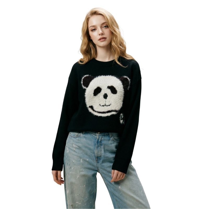 画像5: Unisex Panda Wool braid sweater ユニセックス 男女兼用 パンダ 編み込み プルオーバー ウール セーター (5)