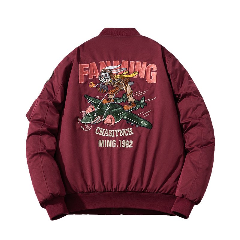 画像3: Bugs Bunny embroidered MA-1 stadium jacket Jumper　ユニセックス 男女兼用バッグズバニー刺繍MA-1スタジャンスタジアムジャンパー  MA-1 ボンバー ジャケット ブルゾン (3)