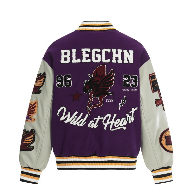 画像1: Terrycloth Pegasus embroidered patchwork stadium jacket Jumper　ユニセックス 男女兼用 テリークロスペガサス刺繍パッチワークスタジャンスタジアムジャンパー  MA-1 ボンバー ジャケット ブルゾン (1)