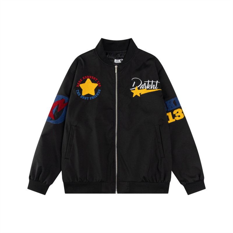 画像4: Star embroidered American MA-1 stadium jacket  Jumper　ユニセックス 男女兼用スター刺繍アメリカンMA-1スタジャンスタジアムジャンパー  MA-1 ボンバー ジャケット ブルゾン (4)