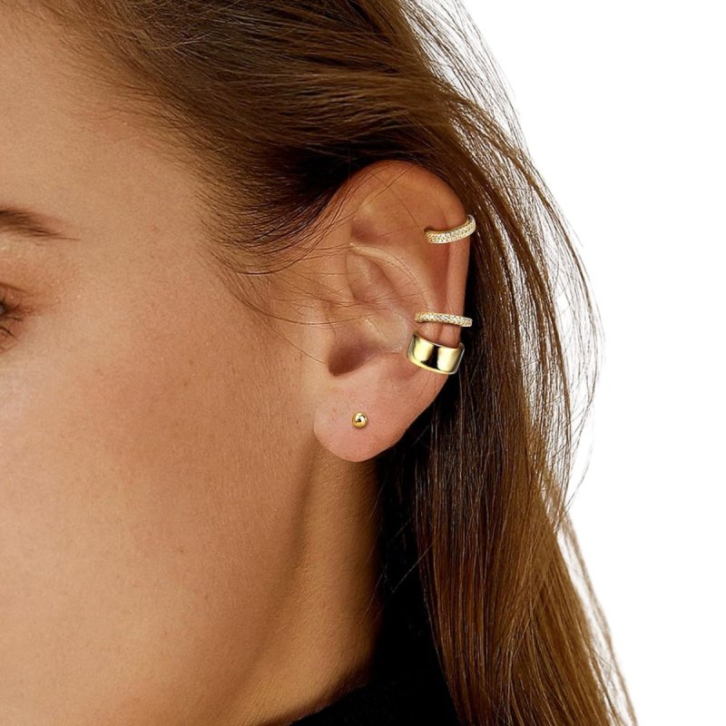 画像1: Diamond ear cuff cartilage clip Earrings　ダイヤモンド付きイヤーカフ軟骨クリップ (1)