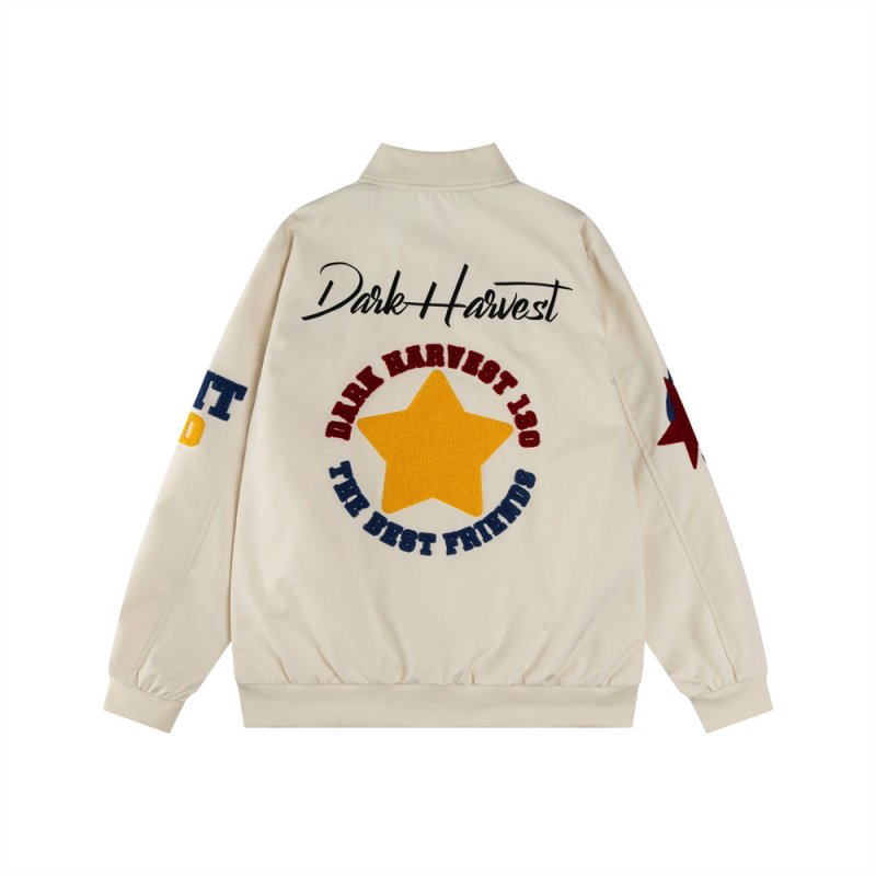 画像3: Star embroidered American MA-1 stadium jacket  Jumper　ユニセックス 男女兼用スター刺繍アメリカンMA-1スタジャンスタジアムジャンパー  MA-1 ボンバー ジャケット ブルゾン (3)