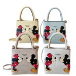 画像6: Mickey & Minnie print tote shoulder leather bag　ミッキー&ミニープリント トートショルダーレザーバッグ (6)
