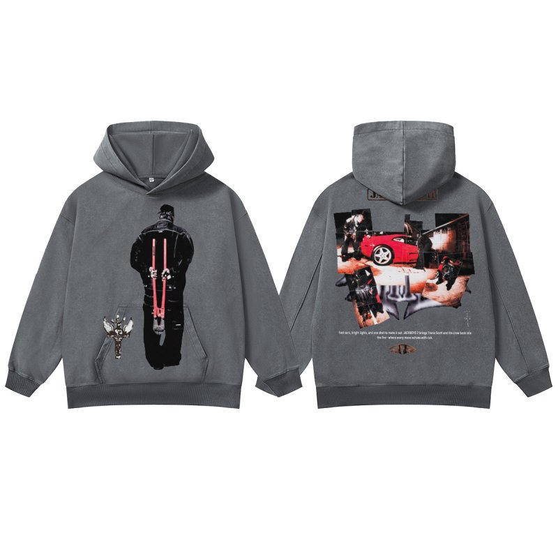 画像1: 26SS Over Size Travis Scott character print hoodie   オーバーサイズ ユニセックス 男女兼用 トラヴィス・スコット キャラクター プリント フーディ パーカー (1)