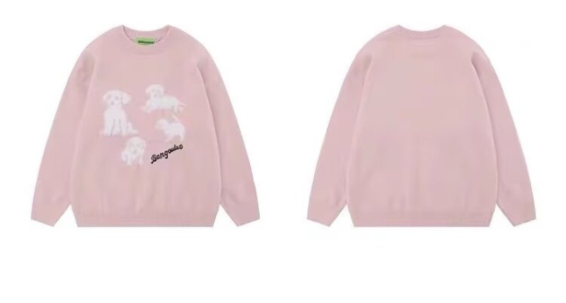 画像5: Unisex Puppy knitted round neck sweater　ユニセックス 男女兼用 パピー子犬編み込み  プルオーバー ウール セーター (5)