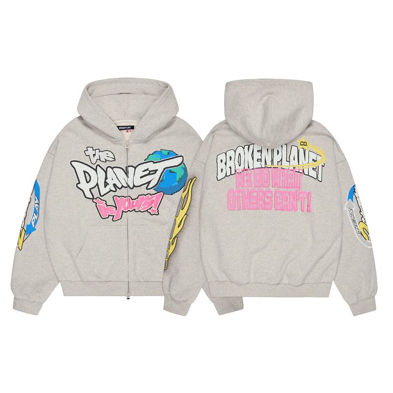 画像1: Broken Planet hoodie and pants set　ユニセックス男女兼用Broken Planetフーディ＆パンツセットアップ  (1)