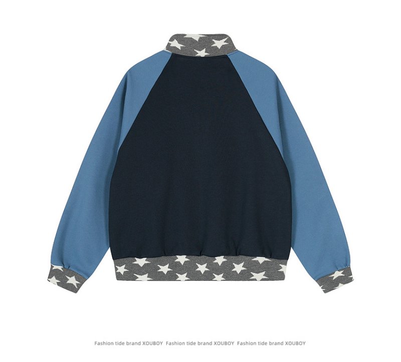 画像2: Star stand collar zip-up jacket fashion jersey  男女兼用 スタースタンドカラージップアップジャケットファッションジャージ (2)