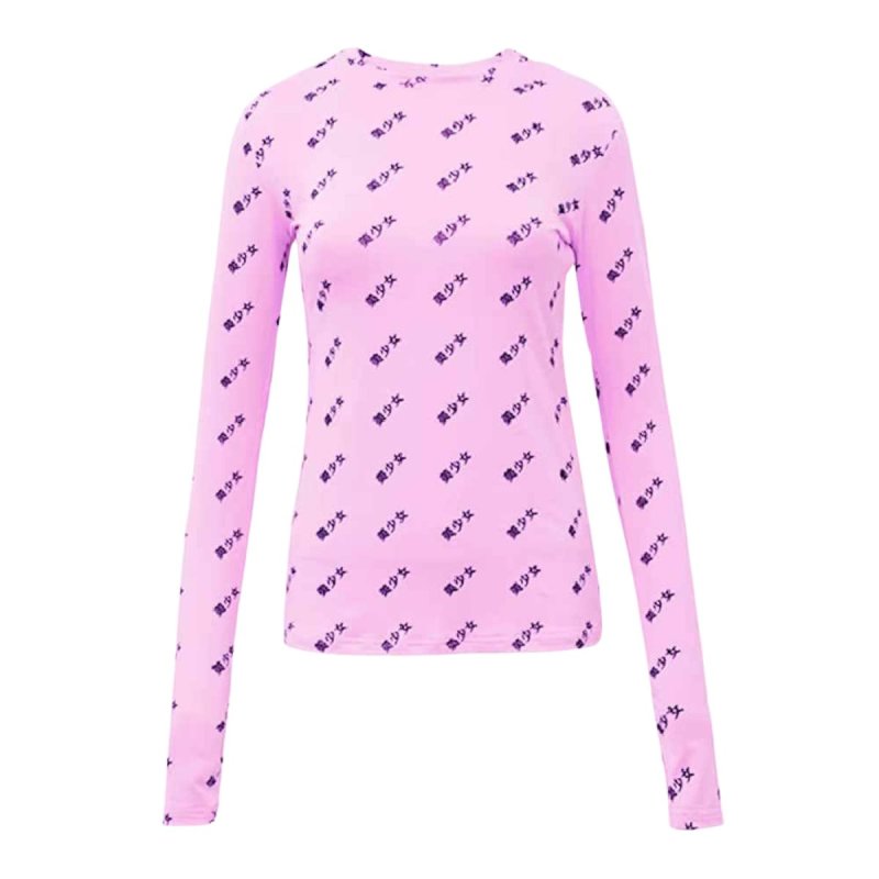 画像1: Bishojo Logo Long Sleeve Slim Fit T-shirt  美少女 ロゴ スリムフィット ロングスリーブ トップス (1)