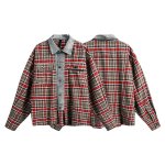 画像2: Denim & Check Patchwork Denim Jacket 　ユニセックス 男女兼用デニム&チェックパッチワークGジャン ブルゾンジャケット (2)