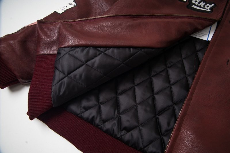 画像4: Tom & Jerry embroidered leather stadium jacket Jumper　ユニセックス 男女兼用 トム&ジェリー刺繍レザースタジャンスタジアムジャンパー  MA-1 ボンバー ジャケット ブルゾン (4)