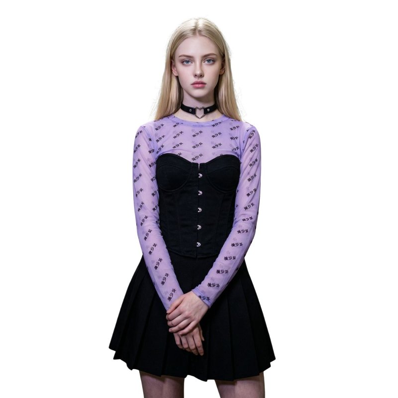 画像5: Bishojo Logo Long Sleeve Slim Fit T-shirt  美少女 ロゴ スリムフィット ロングスリーブ トップス (5)