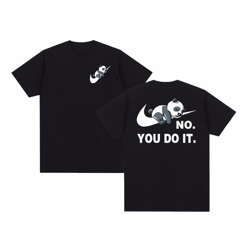 画像4: Unisex No you do it Panda Knot Swoosh Print Short Sleeve T-Shirt　no you do it×ノットスウォッシュパンダ半袖ラウンドネックTシャツ ユニセックス 男女兼用  (4)