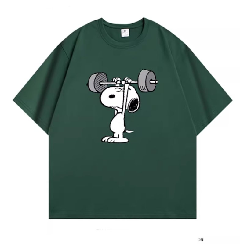 画像5: Unisex Weightlifting Snoopy  Print Short Sleeve T-Shirt　ウェイトリフティングスヌーピー半袖ラウンドネックTシャツ ユニセックス 男女兼用  (5)