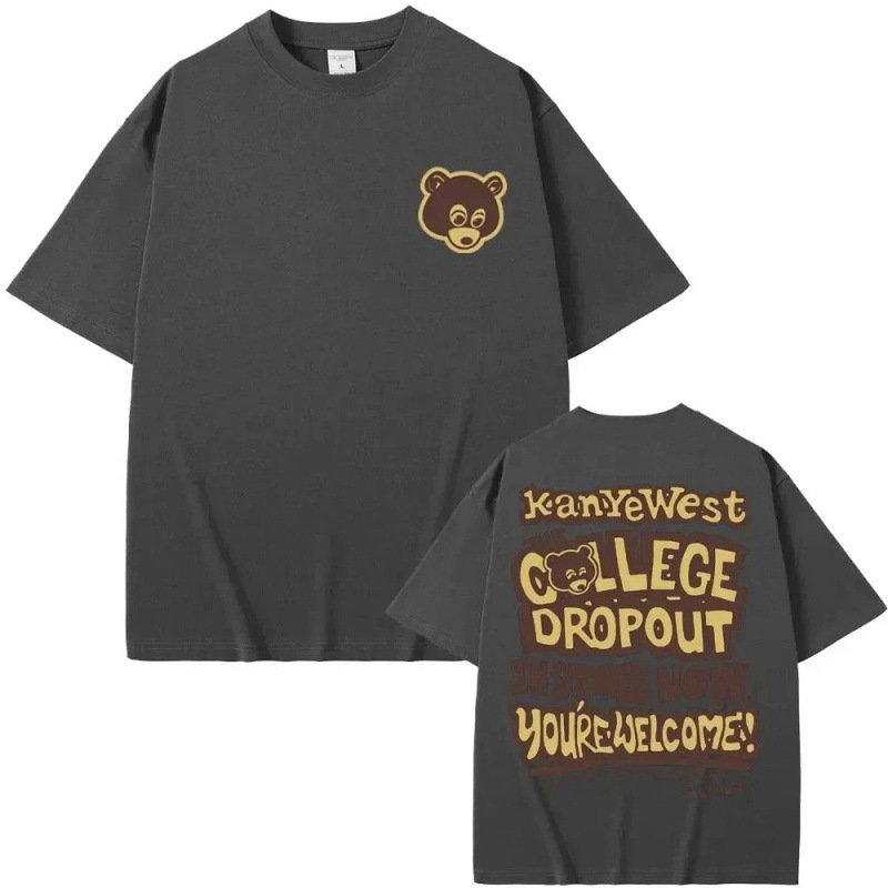 画像8: Unisex Kanye West College Bear PrintShort Sleeve T-Shirt　カレッジベアプリント半袖ラウンドネックTシャツ ユニセックス 男女兼用  (8)