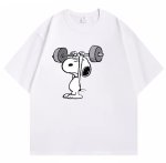 画像3: Unisex Weightlifting Snoopy  Print Short Sleeve T-Shirt　ウェイトリフティングスヌーピー半袖ラウンドネックTシャツ ユニセックス 男女兼用  (3)