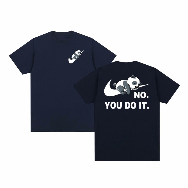 画像2: Unisex No you do it Panda Knot Swoosh Print Short Sleeve T-Shirt　no you do it×ノットスウォッシュパンダ半袖ラウンドネックTシャツ ユニセックス 男女兼用  (2)