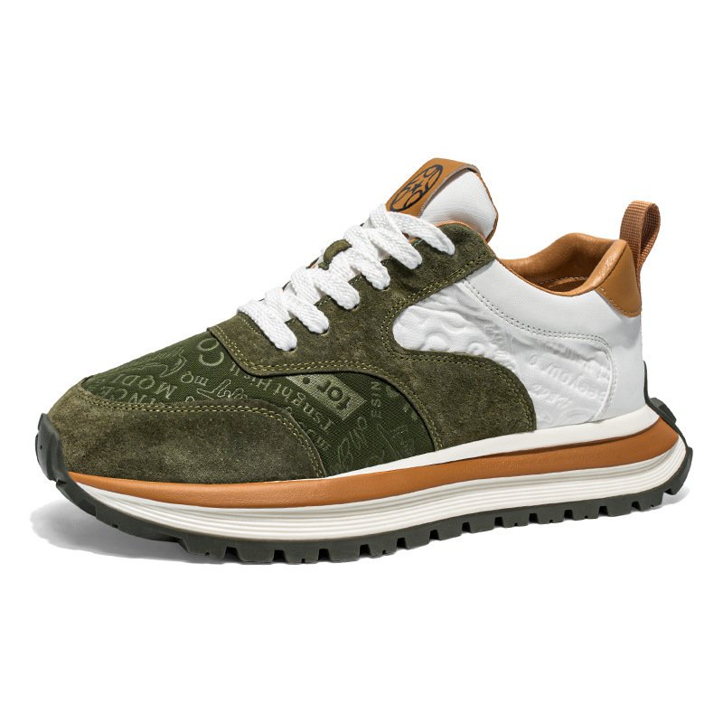 画像1: Unisex Leather bicolor lace-up platform sneakers casual shoes　 ユニセックス男女兼用厚底レザーバイカラーレースアップスニーカーカジュアルシューズ (1)