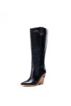 画像1: Women's high-heeled long tube show boots  カラー レザーウエスタンスタイル ロングブーツ　 (1)
