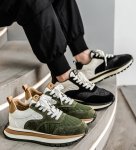 画像4: Unisex Leather bicolor lace-up platform sneakers casual shoes　 ユニセックス男女兼用厚底レザーバイカラーレースアップスニーカーカジュアルシューズ (4)