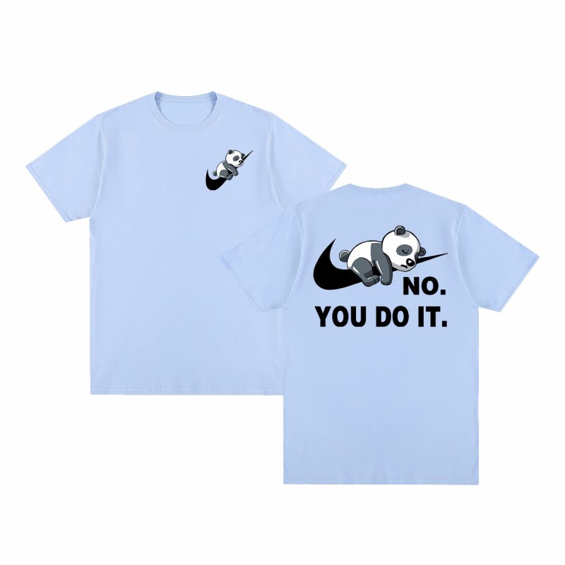 画像5: Unisex No you do it Panda Knot Swoosh Print Short Sleeve T-Shirt　no you do it×ノットスウォッシュパンダ半袖ラウンドネックTシャツ ユニセックス 男女兼用  (5)