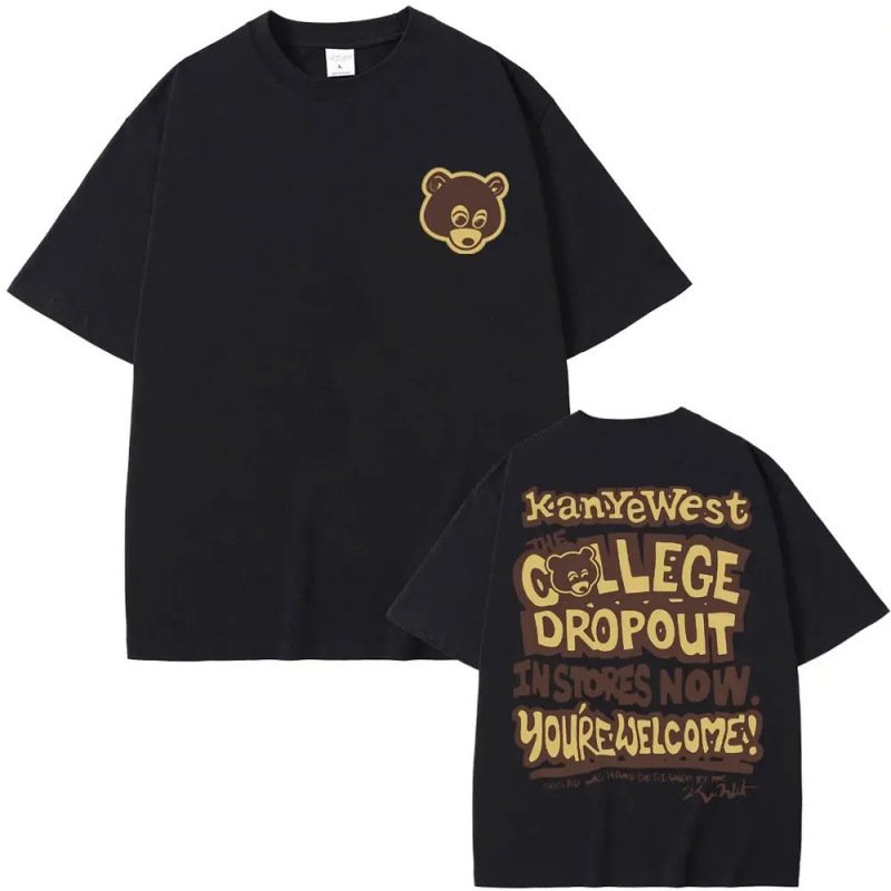 画像5: Unisex Kanye West College Bear PrintShort Sleeve T-Shirt　カレッジベアプリント半袖ラウンドネックTシャツ ユニセックス 男女兼用  (5)