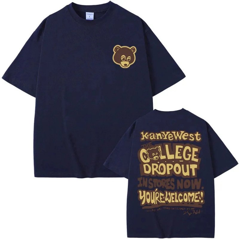 画像7: Unisex Kanye West College Bear PrintShort Sleeve T-Shirt　カレッジベアプリント半袖ラウンドネックTシャツ ユニセックス 男女兼用  (7)