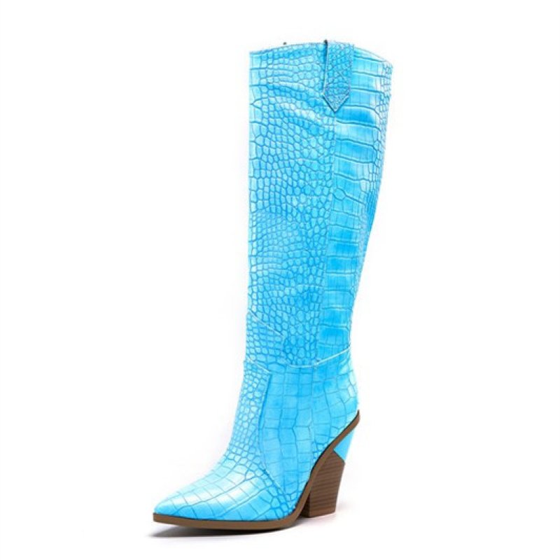 画像2: Women's high-heeled long tube show boots  カラー レザーウエスタンスタイル ロングブーツ　 (2)