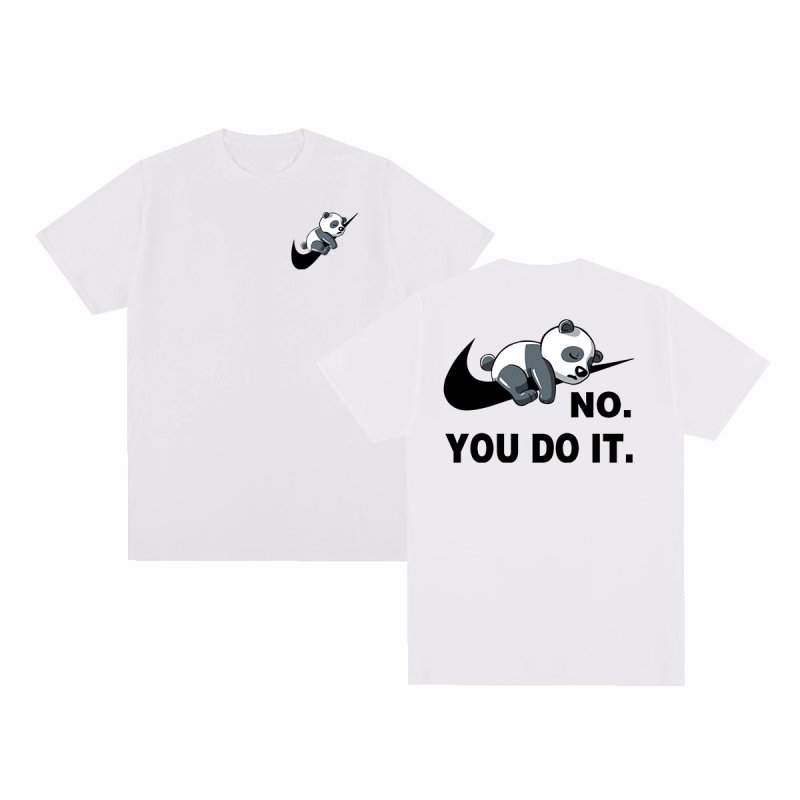 画像1: Unisex No you do it Panda Knot Swoosh Print Short Sleeve T-Shirt　no you do it×ノットスウォッシュパンダ半袖ラウンドネックTシャツ ユニセックス 男女兼用  (1)