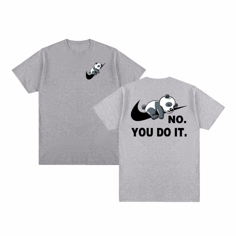 画像3: Unisex No you do it Panda Knot Swoosh Print Short Sleeve T-Shirt　no you do it×ノットスウォッシュパンダ半袖ラウンドネックTシャツ ユニセックス 男女兼用  (3)