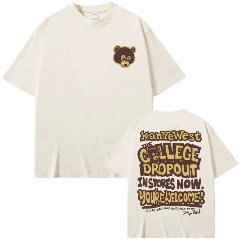 画像3: Unisex Kanye West College Bear PrintShort Sleeve T-Shirt　カレッジベアプリント半袖ラウンドネックTシャツ ユニセックス 男女兼用  (3)