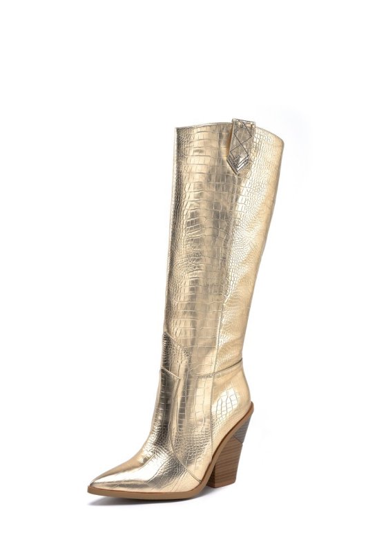 画像11: Women's high-heeled long tube show boots  カラー レザーウエスタンスタイル ロングブーツ　 (11)