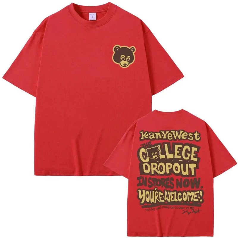 画像6: Unisex Kanye West College Bear PrintShort Sleeve T-Shirt　カレッジベアプリント半袖ラウンドネックTシャツ ユニセックス 男女兼用  (6)