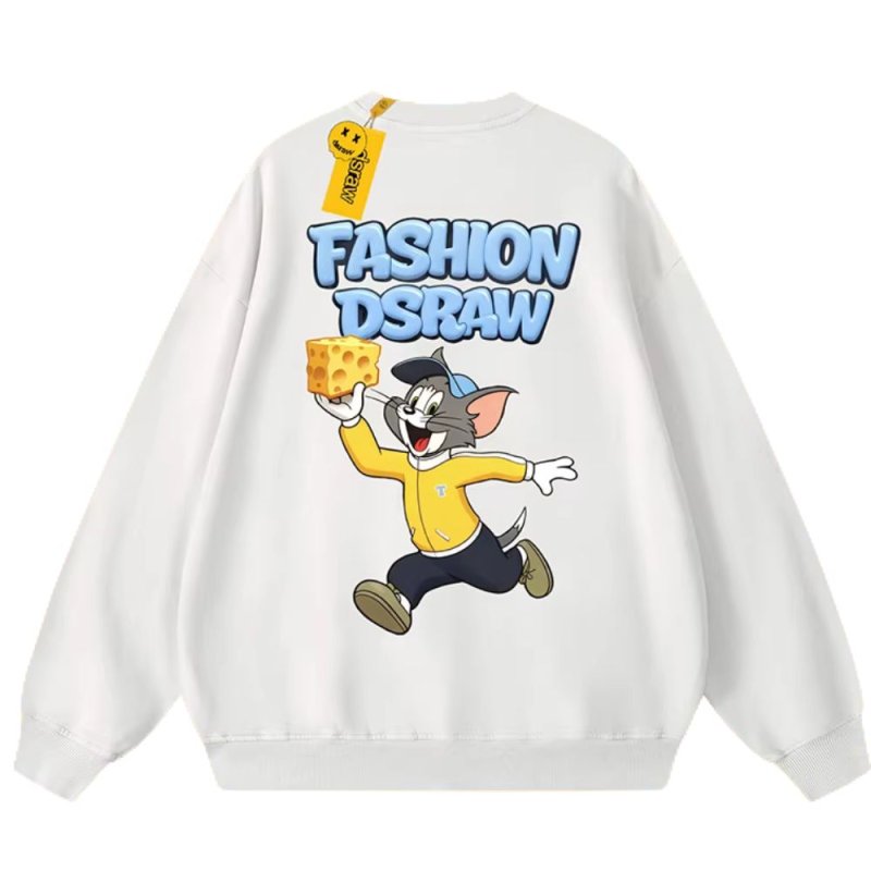 画像2: dsraw Tom and Jerry Tom & Cheese Print Sweat shirts ユニセックス男女兼用トムとジェリートム&チーズプリント スウェット トレーナー (2)
