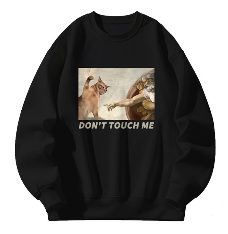 画像2: Michelangelo Art Flask Painting Parody Cat Print Sweat shirts ユニセックス男女兼用ミケランジェロアート フラスコ画パロディ猫プリント スウェット トレーナー (2)