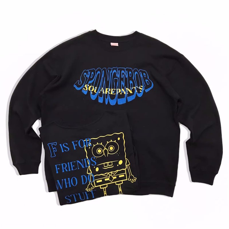画像1: spongebob embroidered and printed sweatshirt　 ユニセックス男女兼用 スポンジボブ刺繍&プリントプリント スウェット トレーナー (1)