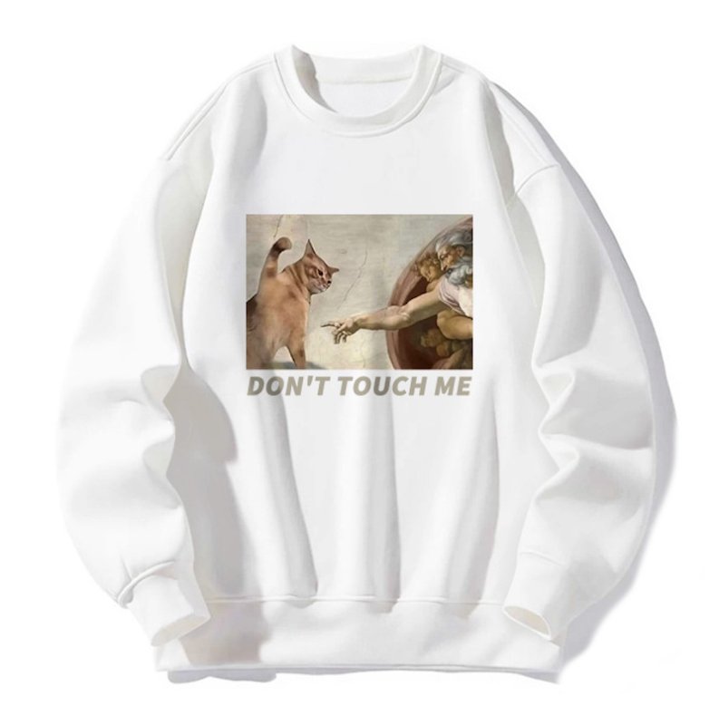 画像1: Michelangelo Art Flask Painting Parody Cat Print Sweat shirts ユニセックス男女兼用ミケランジェロアート フラスコ画パロディ猫プリント スウェット トレーナー (1)