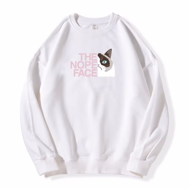 画像2: NOPE Half Face Cat Print Sweat shirts ユニセックス男女兼用 ノープランハーフキャット猫プリント スウェット トレーナー (2)