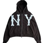 画像2: NY Noodle logo zip-up hoodie jacket Sweat ユニセックス男女兼用 NY パッチワーク ジップアップ フーディ スウェット (2)