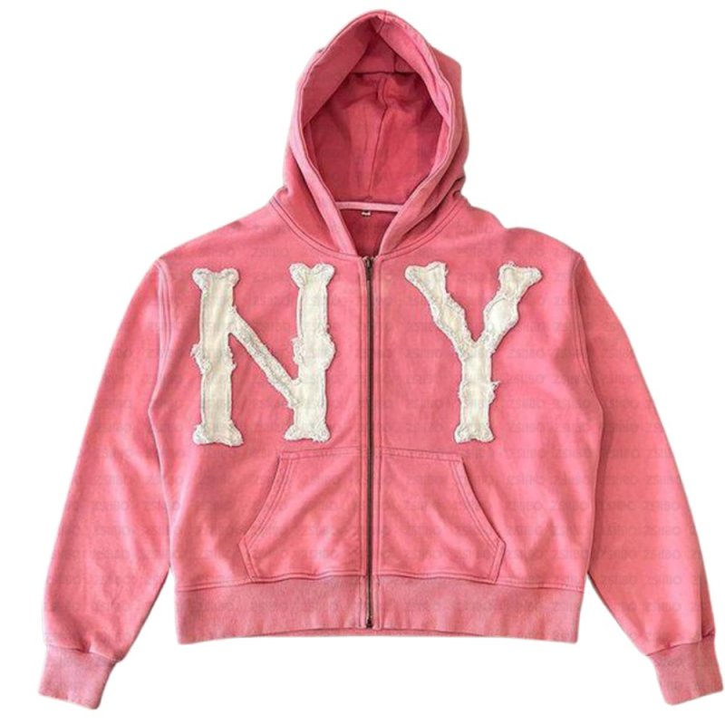 画像4: NY Noodle logo zip-up hoodie jacket Sweat ユニセックス男女兼用 NY パッチワーク ジップアップ フーディ スウェット (4)