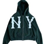 画像3: NY Noodle logo zip-up hoodie jacket Sweat ユニセックス男女兼用 NY パッチワーク ジップアップ フーディ スウェット (3)