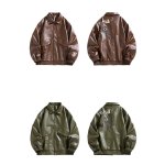 画像3: 26SS Men's Back embroidery label shoulder elastic cuff jacket men and women メンズ ユニセックス 男女兼用レザー バック 背中 エンブレム 刺繍 ブルゾン ジャケット (3)