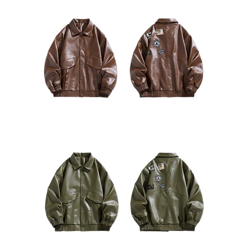 画像3: 26SS Men's Back embroidery label shoulder elastic cuff jacket men and women メンズ ユニセックス 男女兼用レザー バック 背中 エンブレム 刺繍 ブルゾン ジャケット (3)