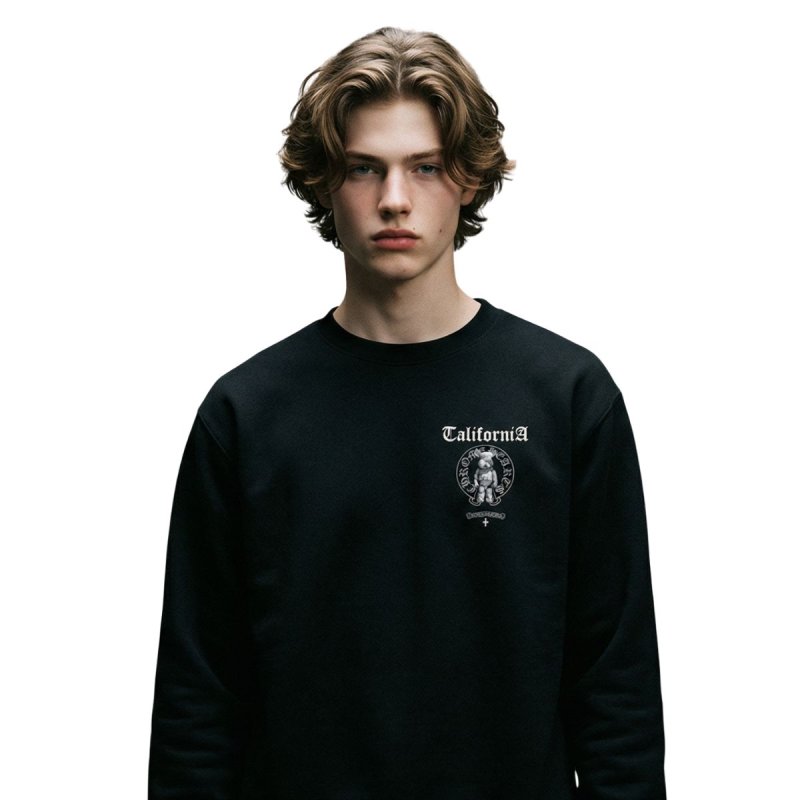 画像2: Unisex California bear Circle Cross Backprint Sweat Shirts ユニセックス カリフォルニア ベア 男女兼用 十字架 サークル クロス 熊 プリント スウェットトレーナー (2)
