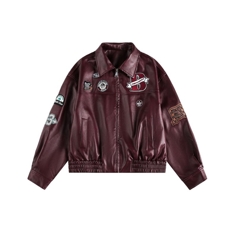 画像4: 26SS Men's  embroidery label shoulder elastic cuff jacket men and women メンズ ユニセックス 男女兼用レザーエンブレム 刺繍 ブルゾン ジャケット (4)