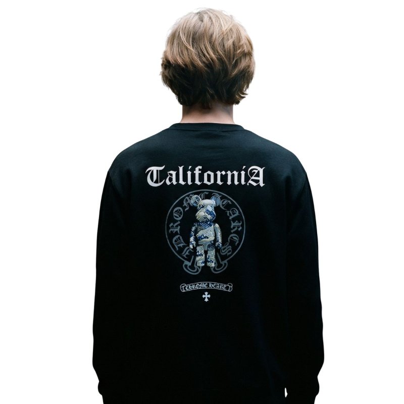 画像1: Unisex California bear Circle Cross Backprint Sweat Shirts ユニセックス カリフォルニア ベア 男女兼用 十字架 サークル クロス 熊 プリント スウェットトレーナー (1)